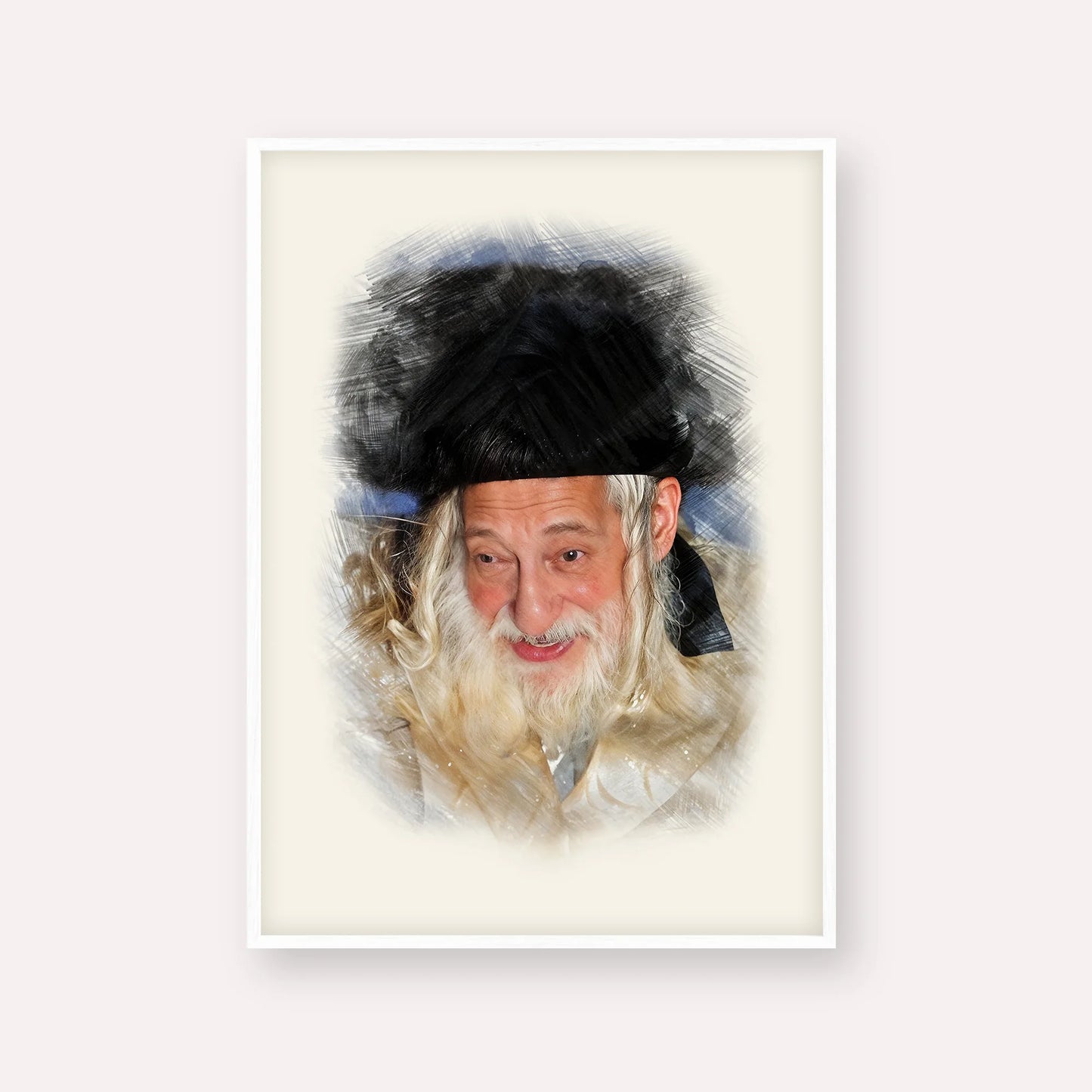 The Skulener Rebbe - Rabbi Yisroel Avrohom Portugal – White Frame Vertical | Jewish Wall Art, Gedolim Pictures