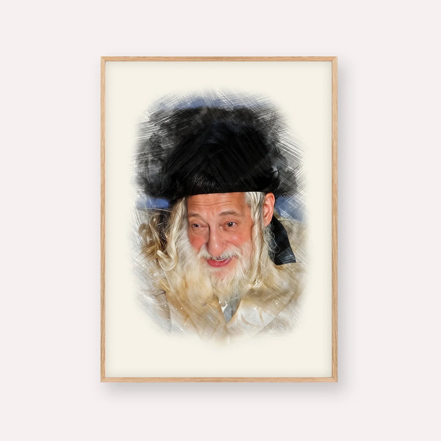 The Skulener Rebbe - Rabbi Yisroel Avrohom Portugal – Wood Frame Vertical | Jewish Wall Art, Gedolim Pictures