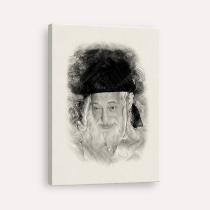 The Skulener Rebbe - Rabbi Yisroel Avrohom Portugal – Black & White – Canvas Vertical | Jewish Wall Art, Gedolim Pictures