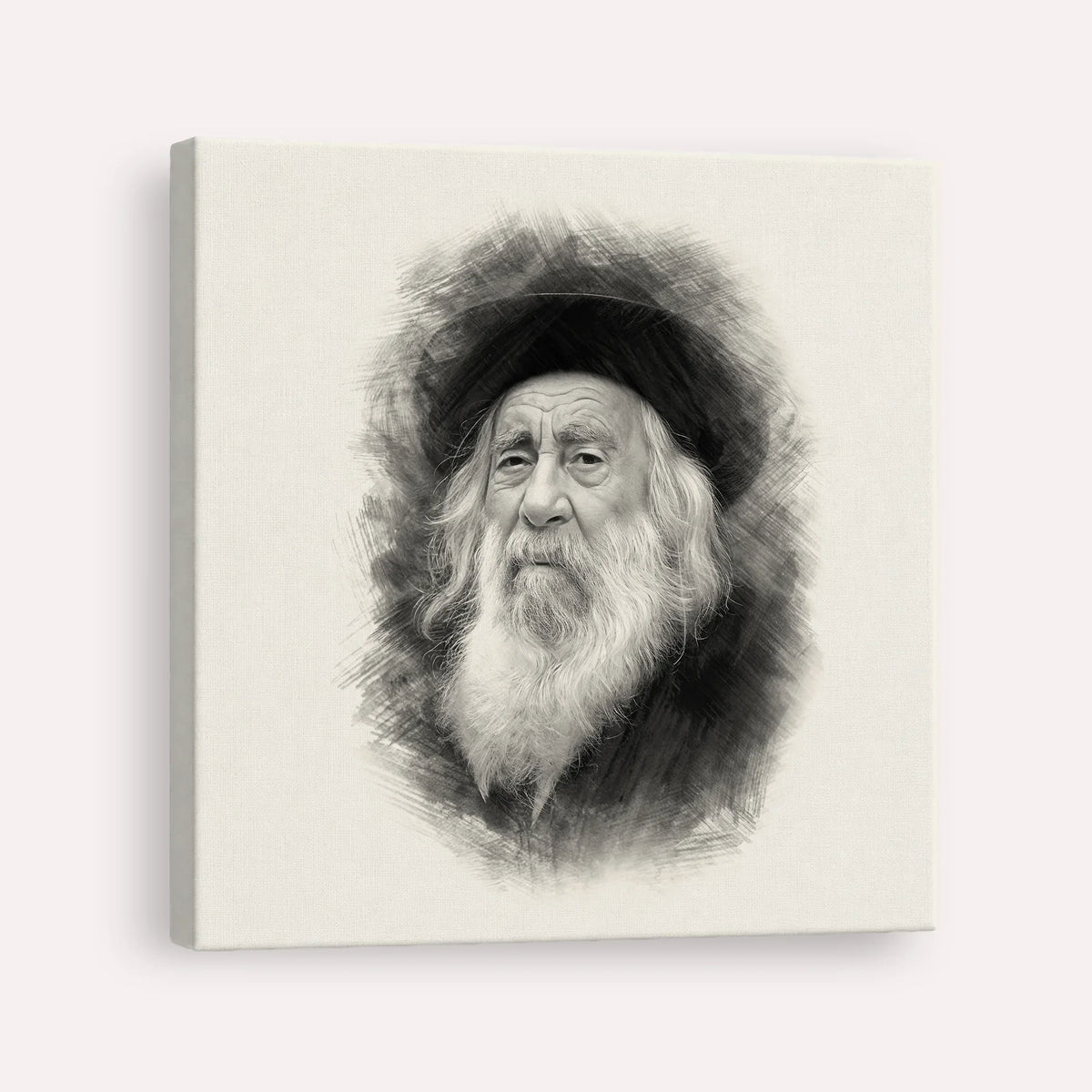 The Steipler – Black & White – Canvas Square | Jewish Wall Art, Gedolim Pictures