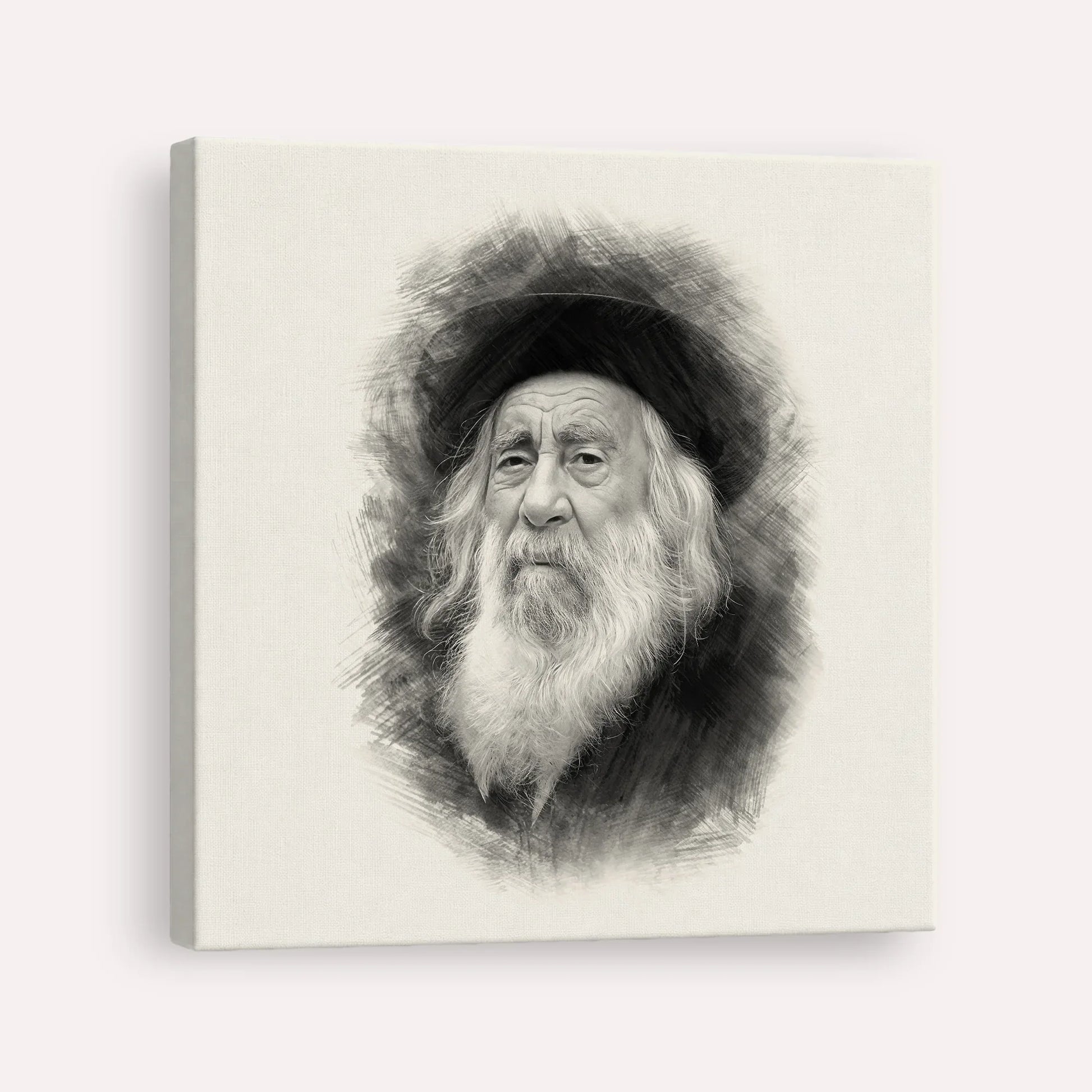 The Steipler – Black & White – Canvas Square | Jewish Wall Art, Gedolim Pictures