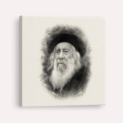 The Steipler – Black & White – Canvas Square | Jewish Wall Art, Gedolim Pictures