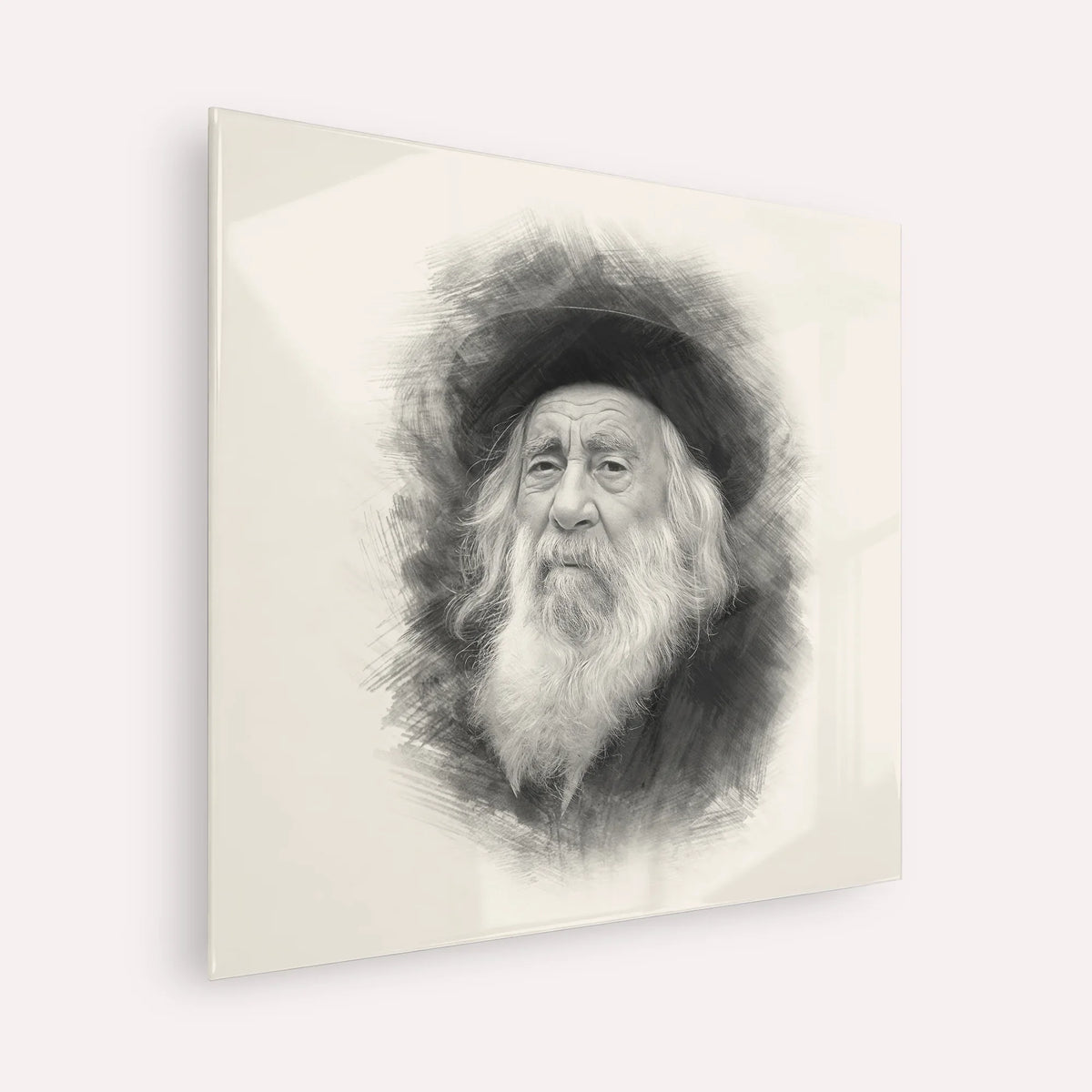 The Steipler – Black & White – Acrylic Glass Square | Jewish Wall Art, Gedolim Pictures