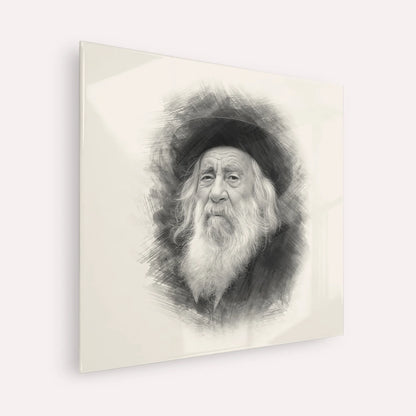 The Steipler – Black & White – Acrylic Glass Square | Jewish Wall Art, Gedolim Pictures
