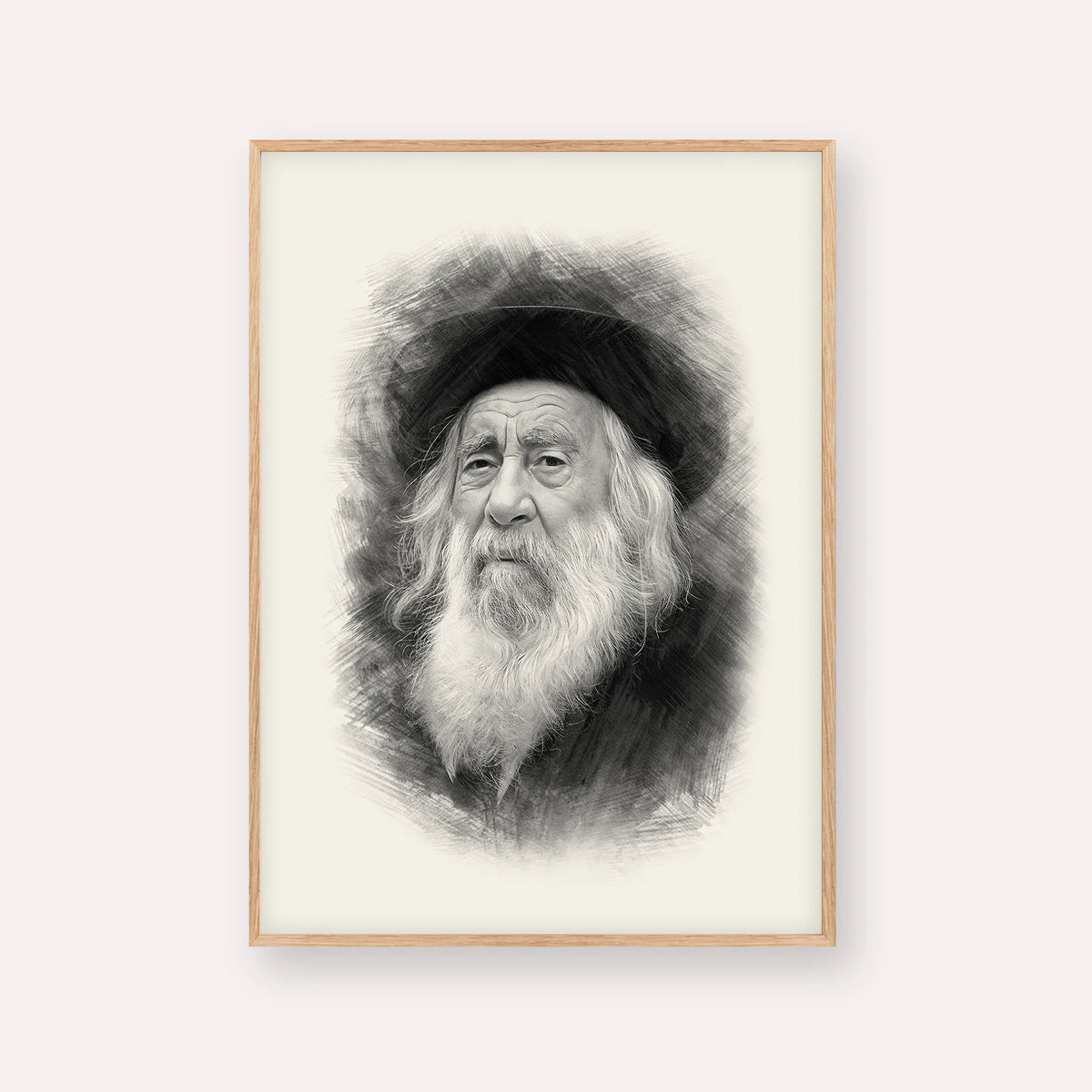 The Steipler – Black & White – Wood Frame Vertical | Jewish Wall Art, Gedolim Pictures