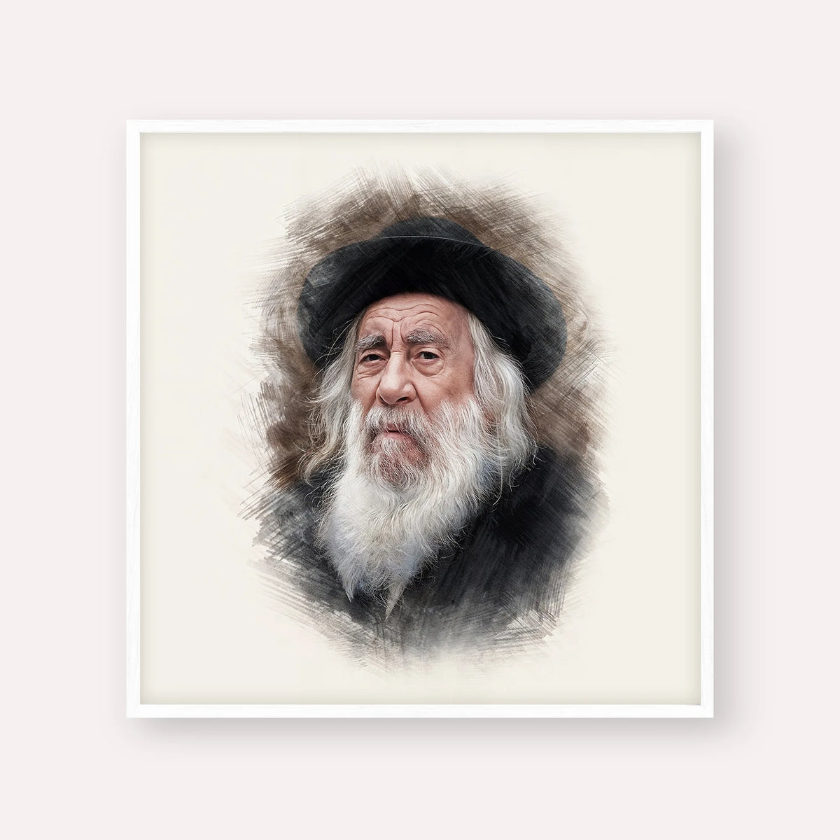 The Steipler – White Frame Square | Jewish Wall Art, Gedolim Pictures