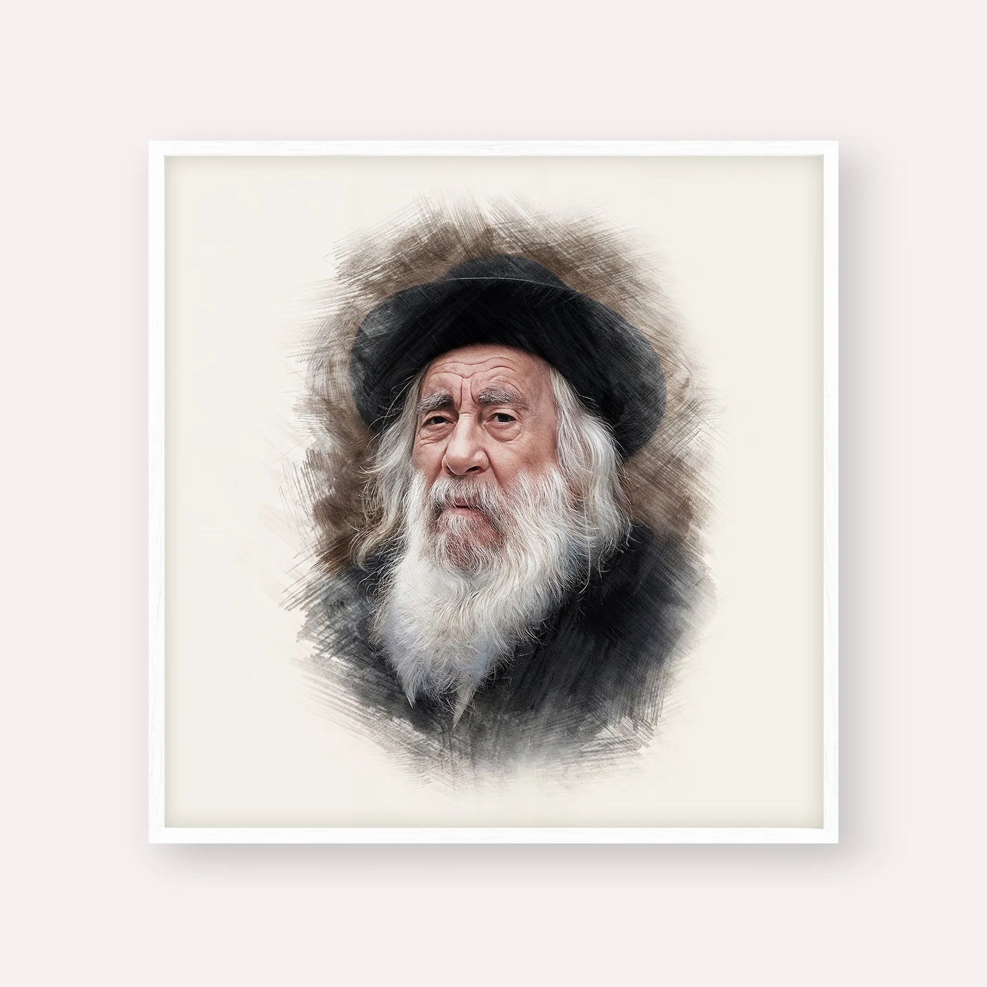 The Steipler – White Frame Square | Jewish Wall Art, Gedolim Pictures