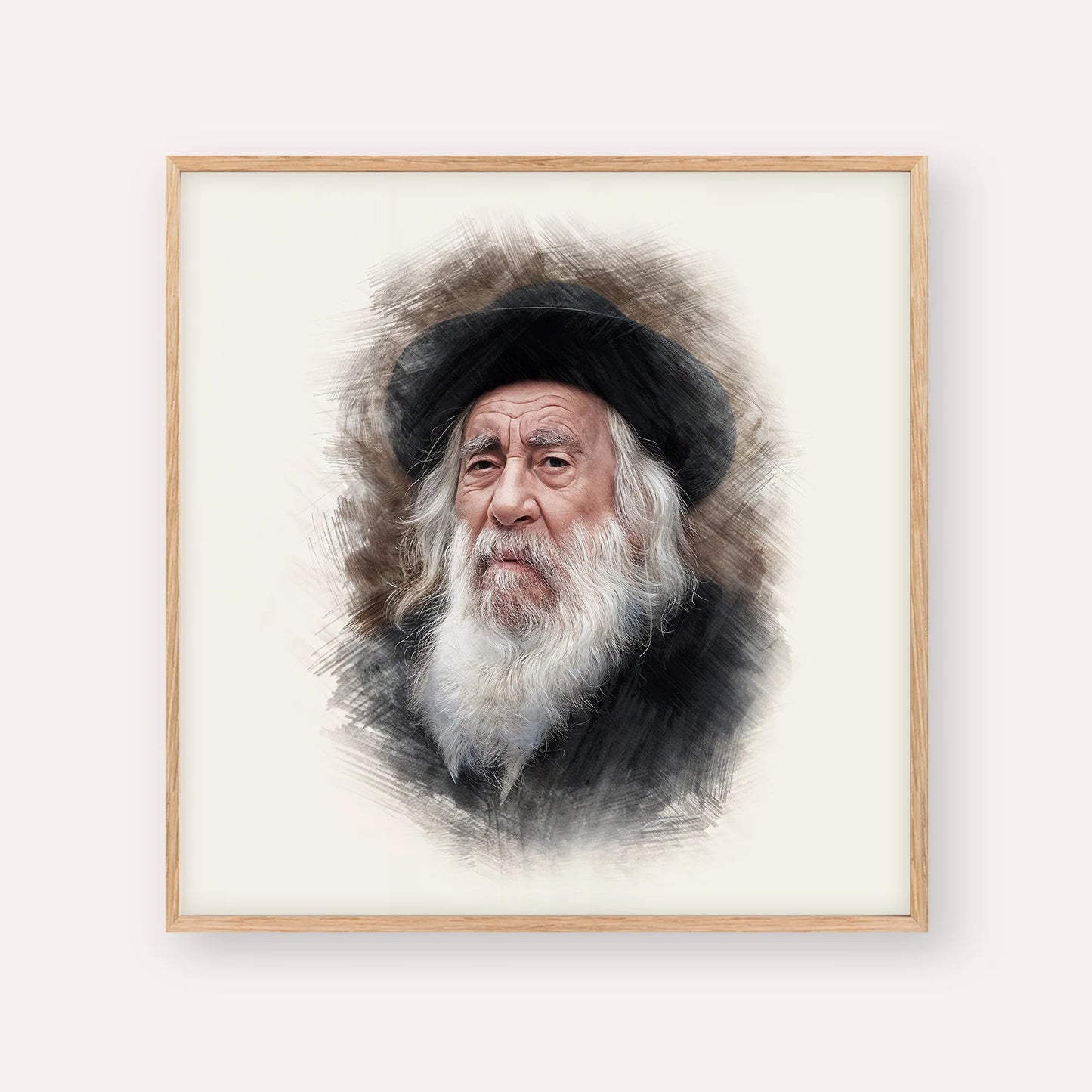 The Steipler – Wood Frame Square | Jewish Wall Art, Gedolim Pictures