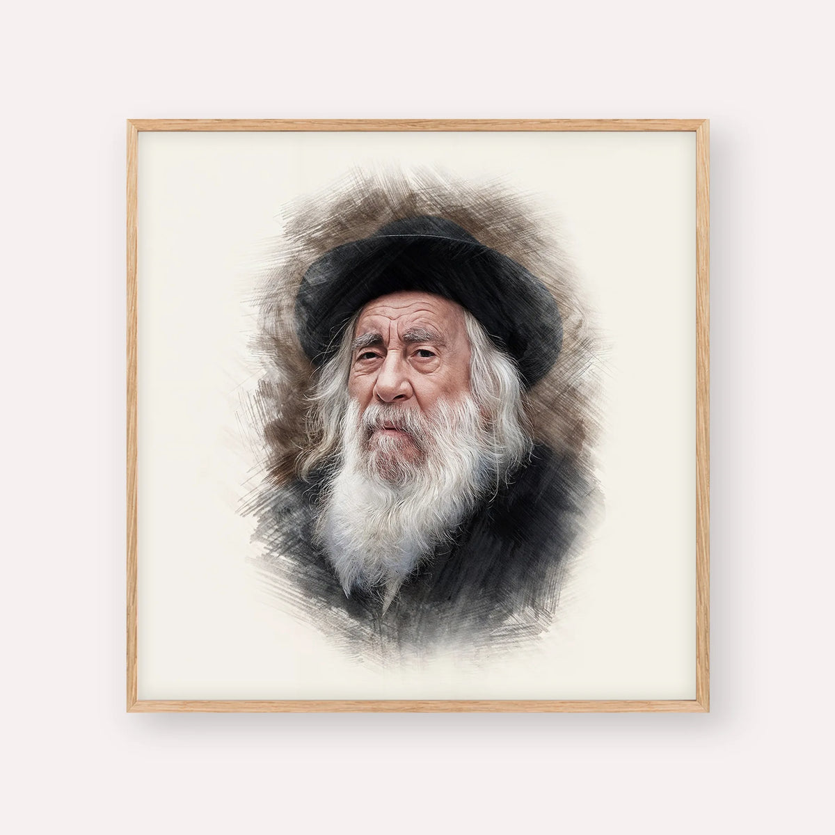 The Steipler – Wood Frame Square | Jewish Wall Art, Gedolim Pictures