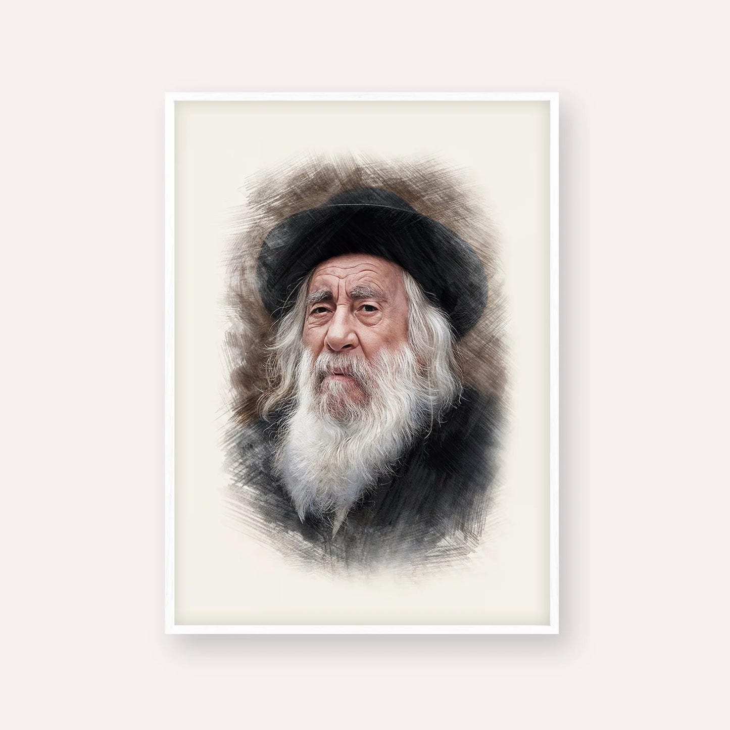 The Steipler – White Frame Vertical | Jewish Wall Art, Gedolim Pictures