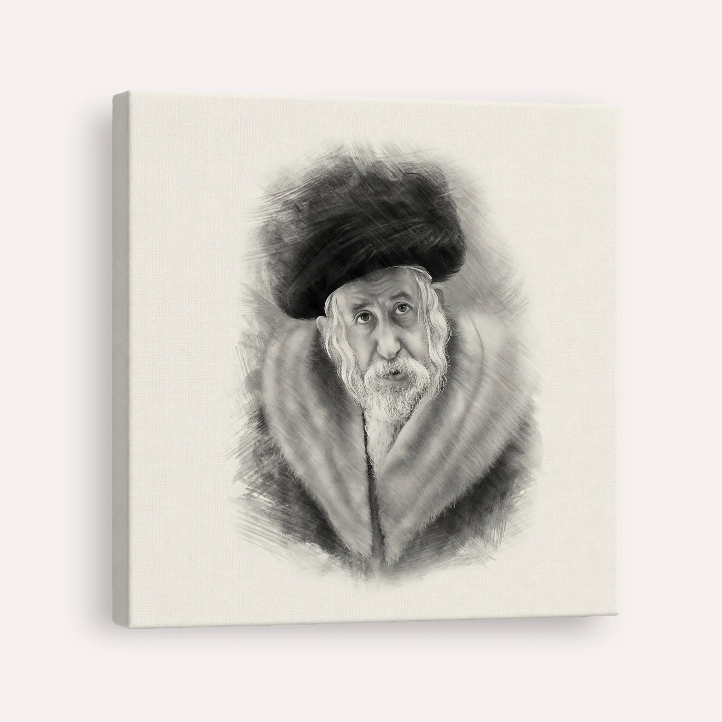 The Tosher Rebbe – Black & White – Canvas Square | Jewish Wall Art, Gedolim Pictures