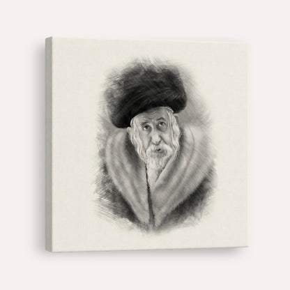 The Tosher Rebbe – Black & White – Canvas Square | Jewish Wall Art, Gedolim Pictures
