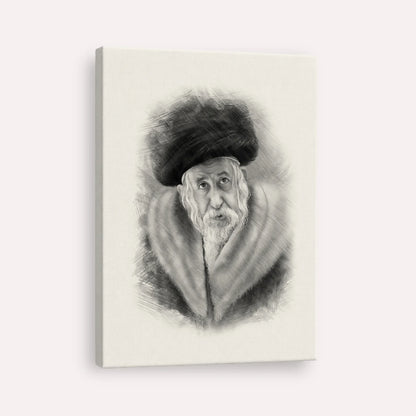 The Tosher Rebbe – Black & White – Canvas Vertical | Jewish Wall Art, Gedolim Pictures