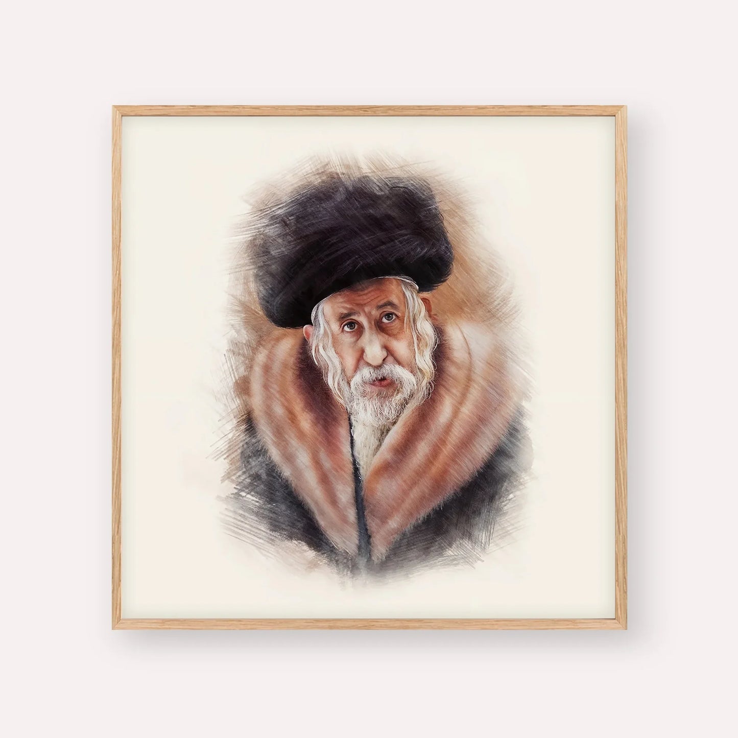 The Tosher Rebbe – Wood Frame Square | Jewish Wall Art, Gedolim Pictures