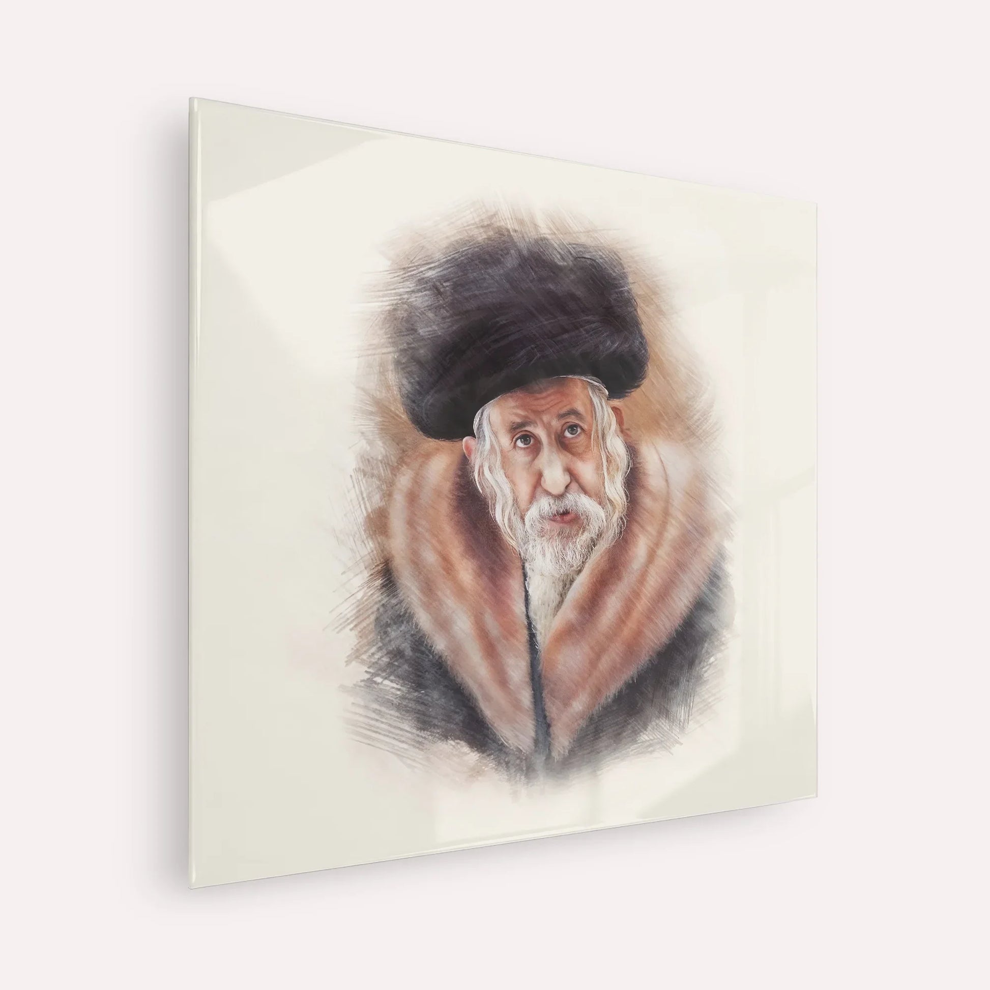 The Tosher Rebbe – Acrylic Glass Square | Jewish Wall Art, Gedolim Pictures