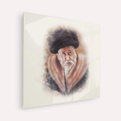 The Tosher Rebbe – Acrylic Glass Square | Jewish Wall Art, Gedolim Pictures