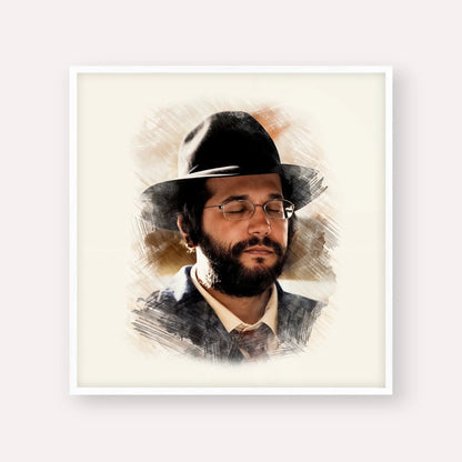The Yanuka - Rabbi Shlomo Yehuda – White Frame Square | Jewish Wall Art, Gedolim Pictures