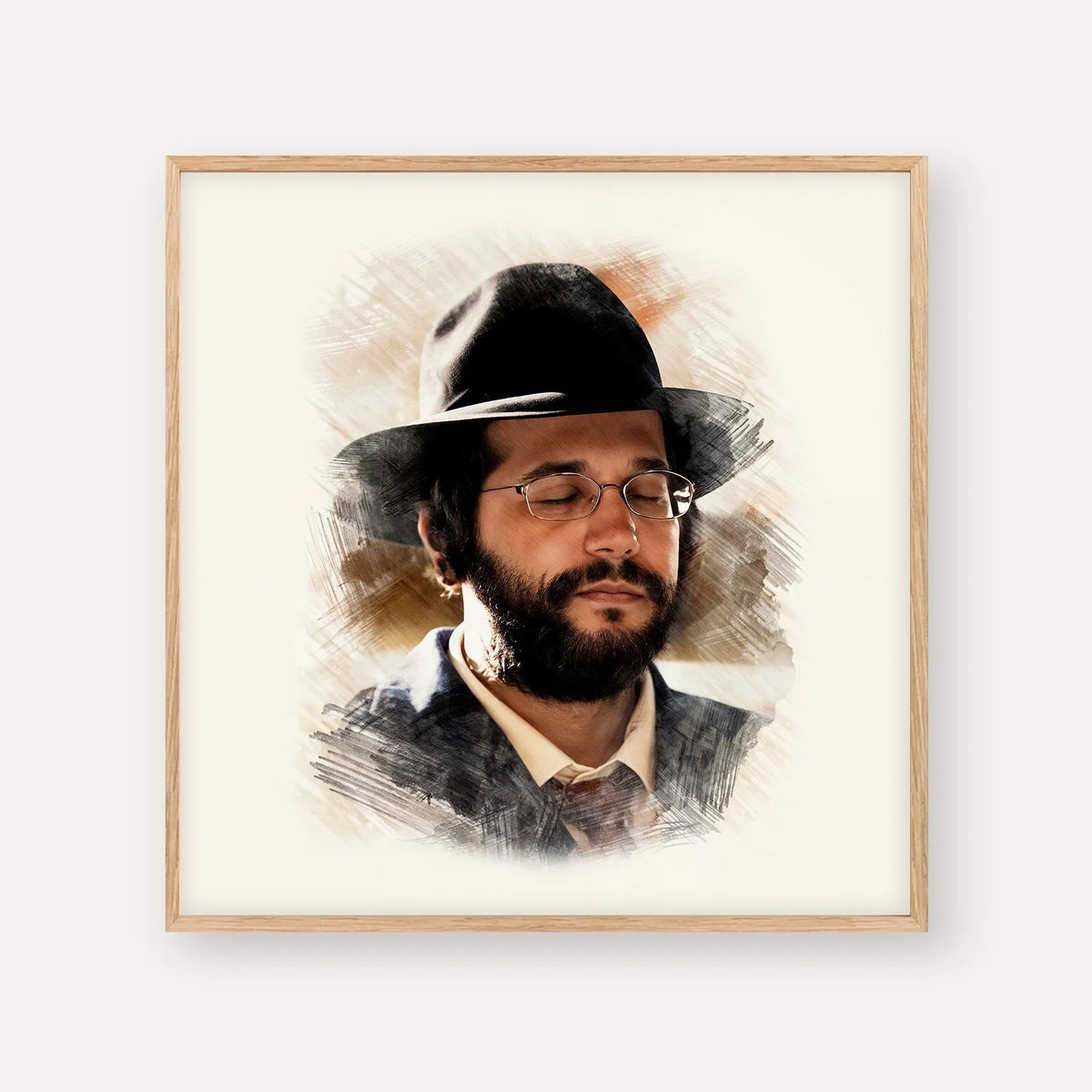 The Yanuka - Rabbi Shlomo Yehuda – Wood Frame Square | Jewish Wall Art, Gedolim Pictures