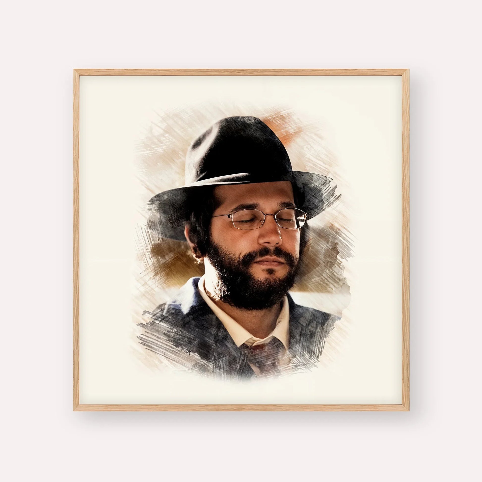 The Yanuka - Rabbi Shlomo Yehuda – Wood Frame Square | Jewish Wall Art, Gedolim Pictures