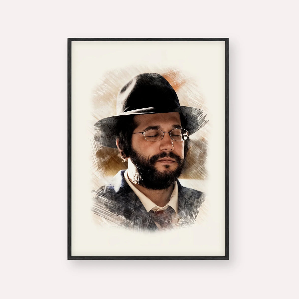 The Yanuka - Rabbi Shlomo Yehuda – Black Frame Vertical | Jewish Wall Art, Gedolim Pictures