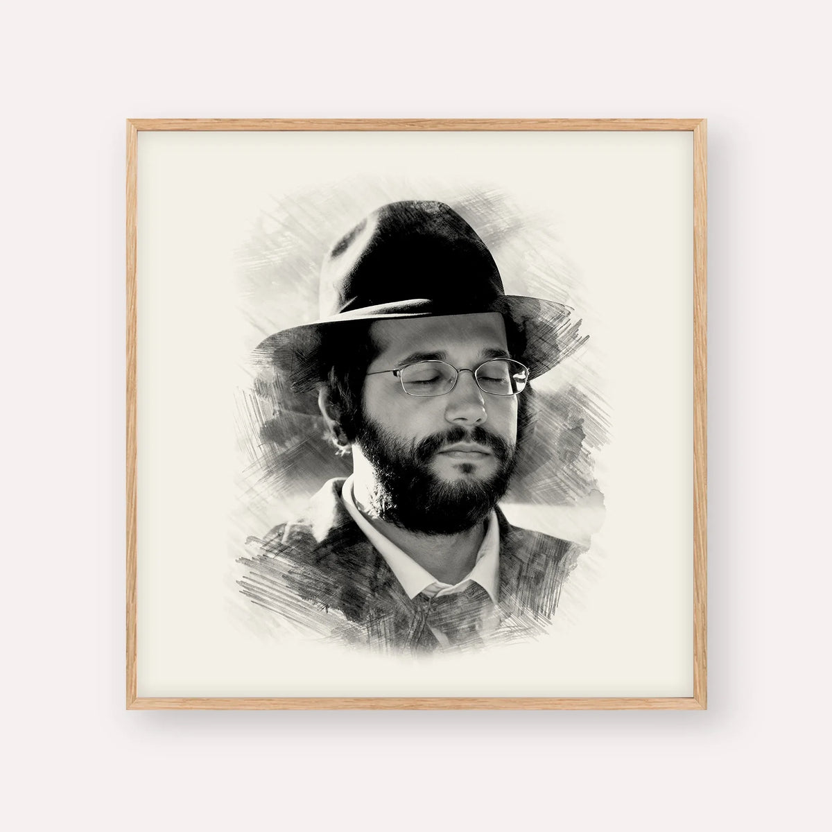 The Yanuka - Rabbi Shlomo Yehuda – Wood Frame Square | Jewish Wall Art, Gedolim Pictures