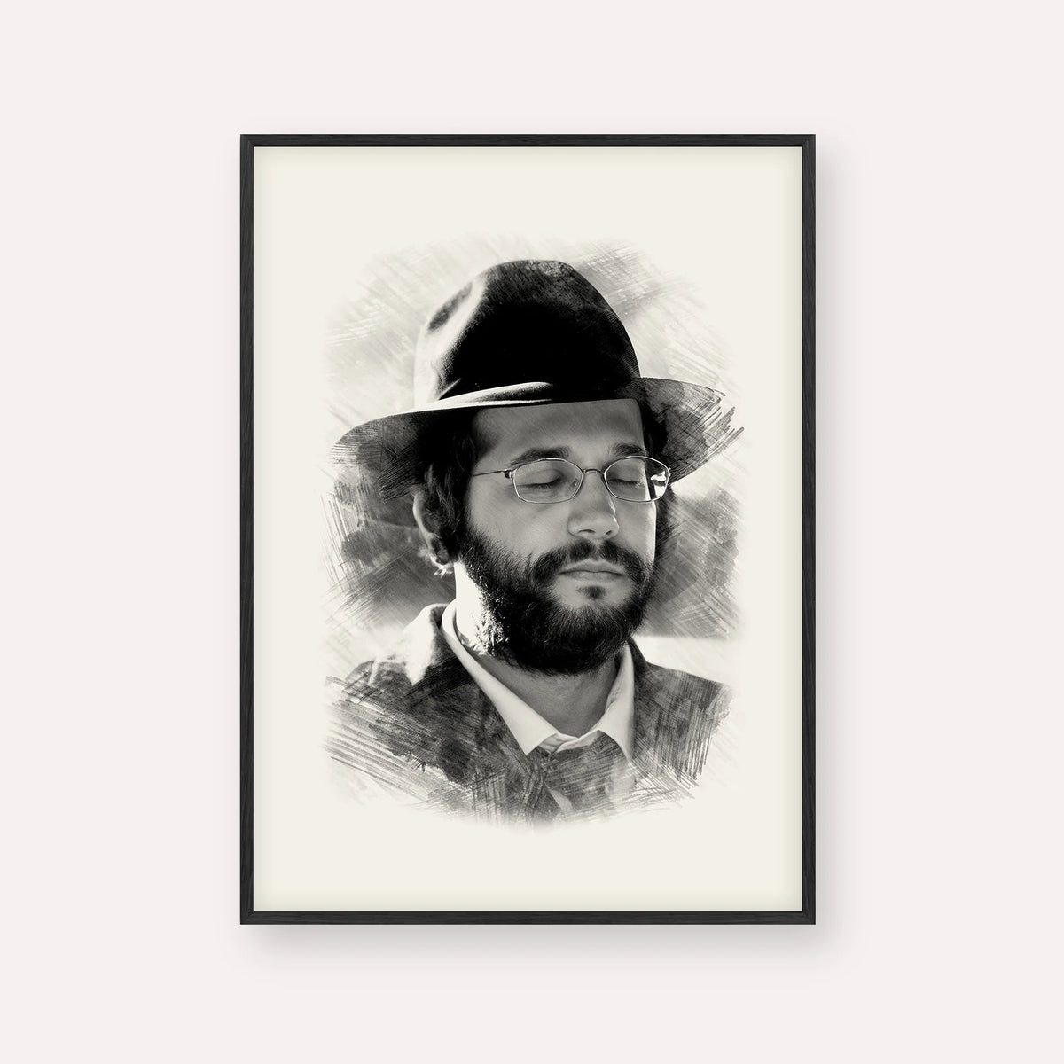 The Yanuka - Rabbi Shlomo Yehuda – Black Frame Vertical | Jewish Wall Art, Gedolim Pictures