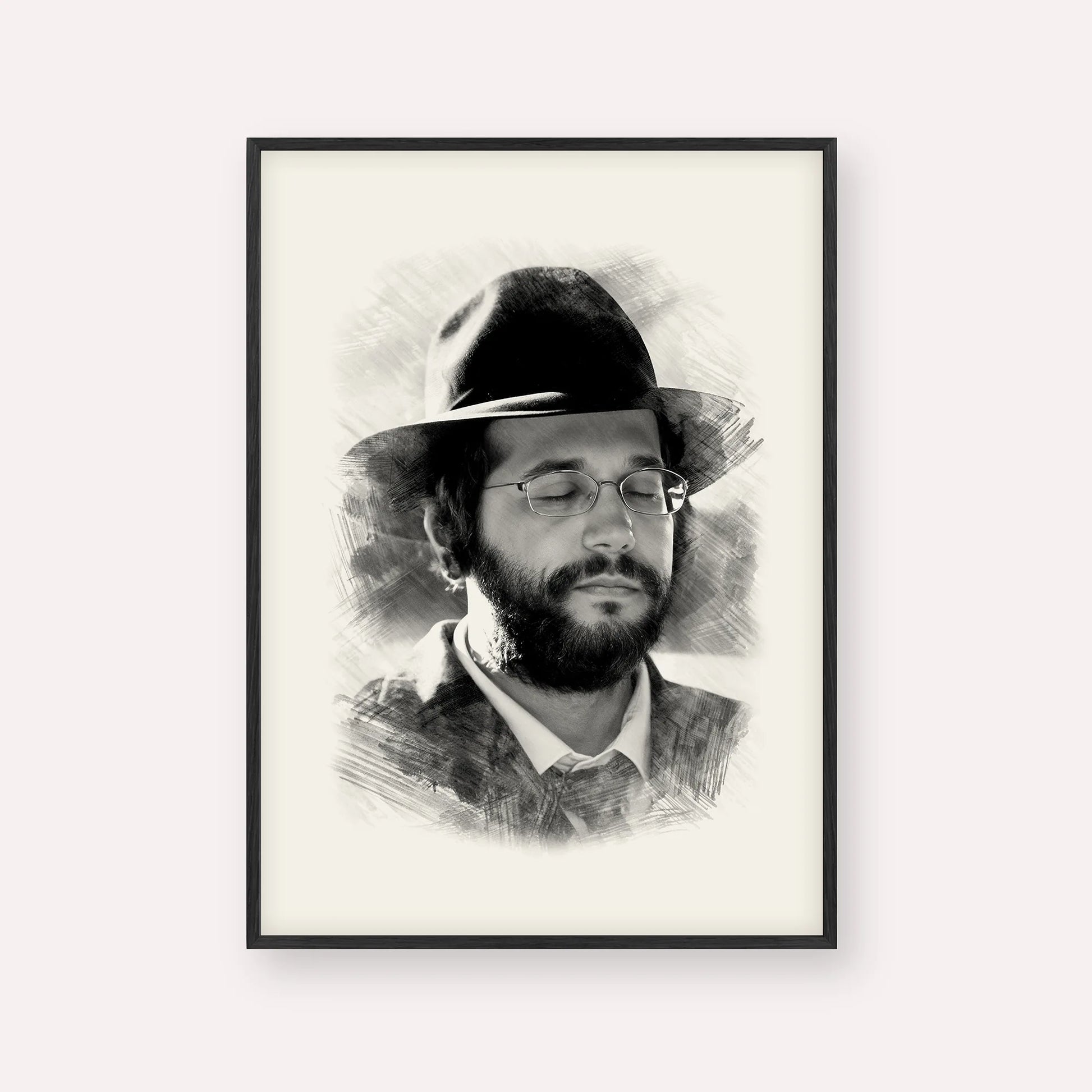 The Yanuka - Rabbi Shlomo Yehuda – Black Frame Vertical | Jewish Wall Art, Gedolim Pictures