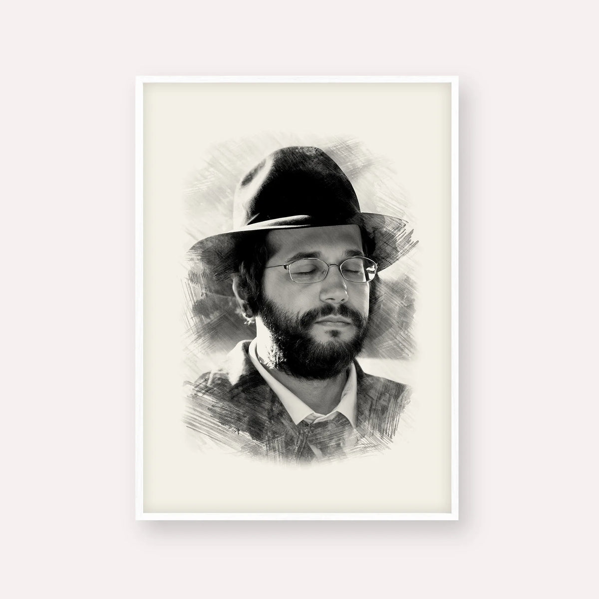 The Yanuka - Rabbi Shlomo Yehuda – White Frame Vertical | Jewish Wall Art, Gedolim Pictures