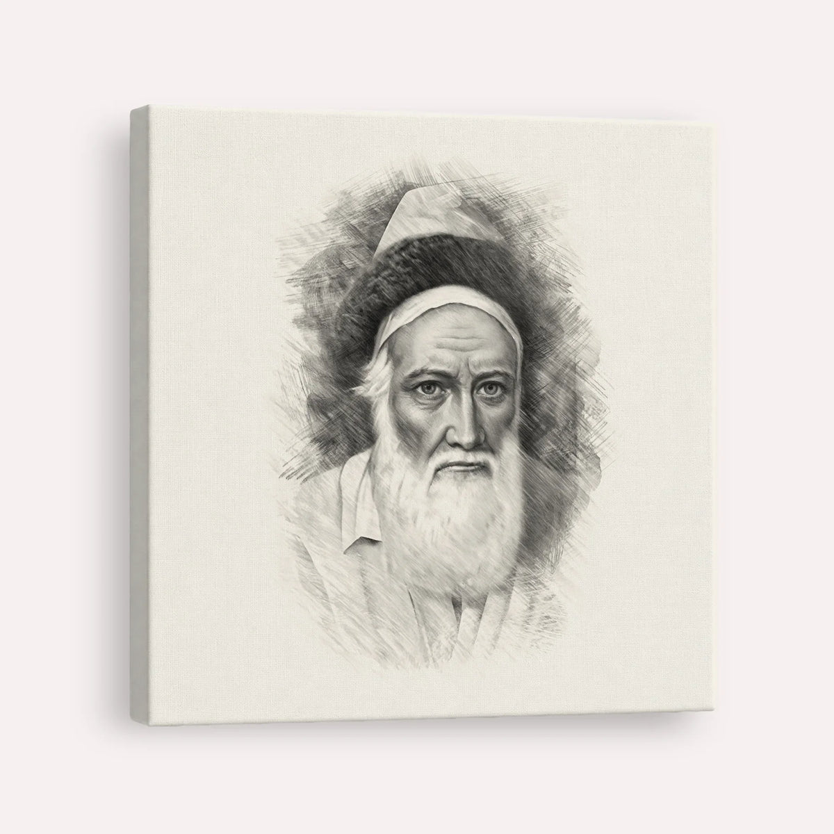 Tzemach Tzedek – Black & White – Canvas Square | Jewish Wall Art, Gedolim Pictures