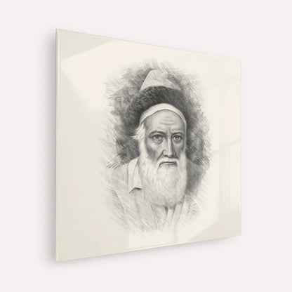 Tzemach Tzedek – Black & White – Acrylic Glass Square | Jewish Wall Art, Gedolim Pictures