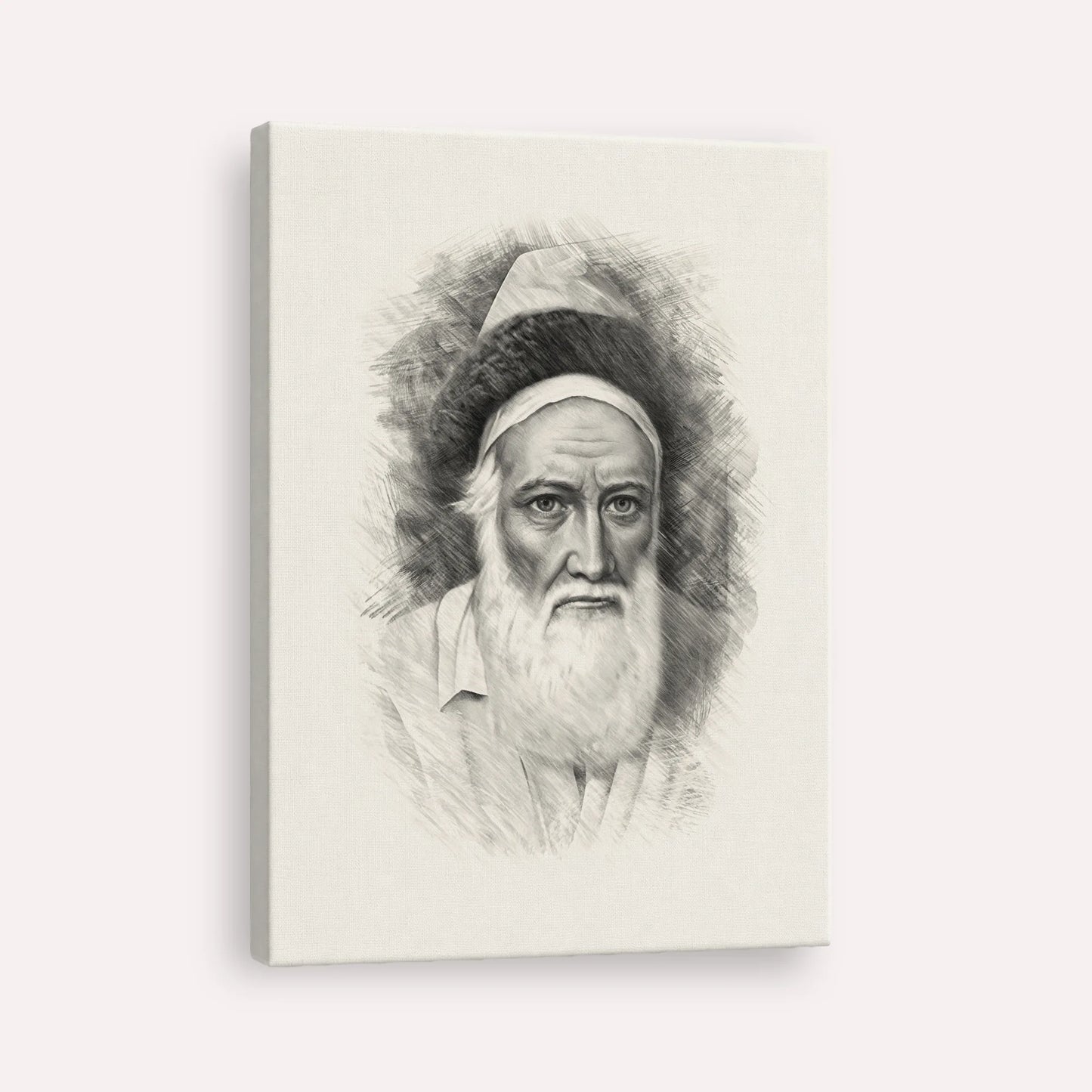 Tzemach Tzedek – Black & White – Canvas Vertical | Jewish Wall Art, Gedolim Pictures