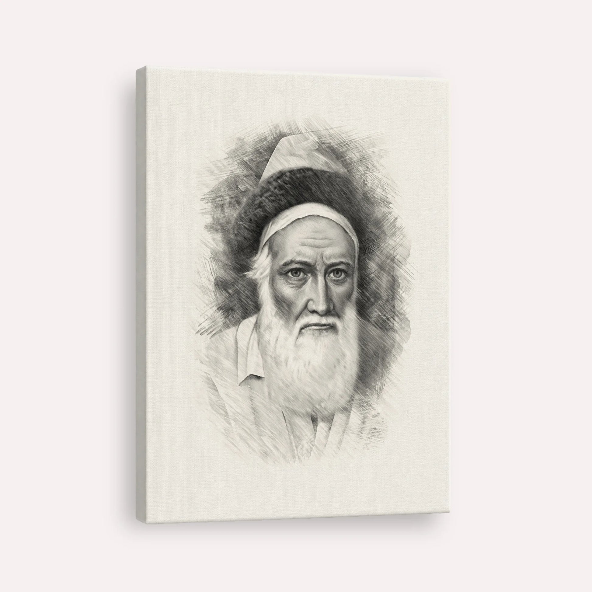 Tzemach Tzedek – Black & White – Canvas Vertical | Jewish Wall Art, Gedolim Pictures