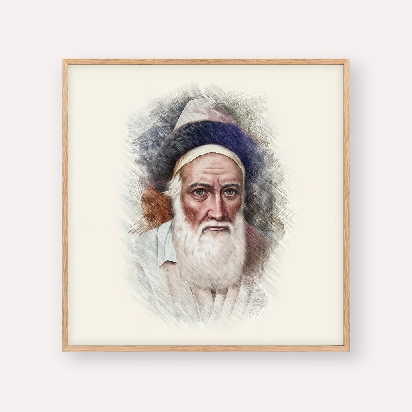 Tzemach Tzedek – Wood Frame Square | Jewish Wall Art, Gedolim Pictures