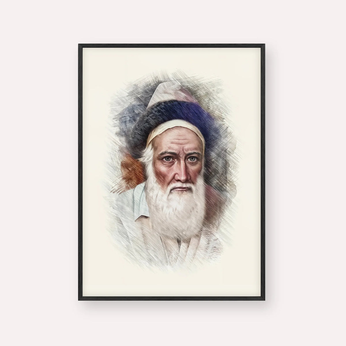 Tzemach Tzedek – Black Frame Vertical | Jewish Wall Art, Gedolim Pictures