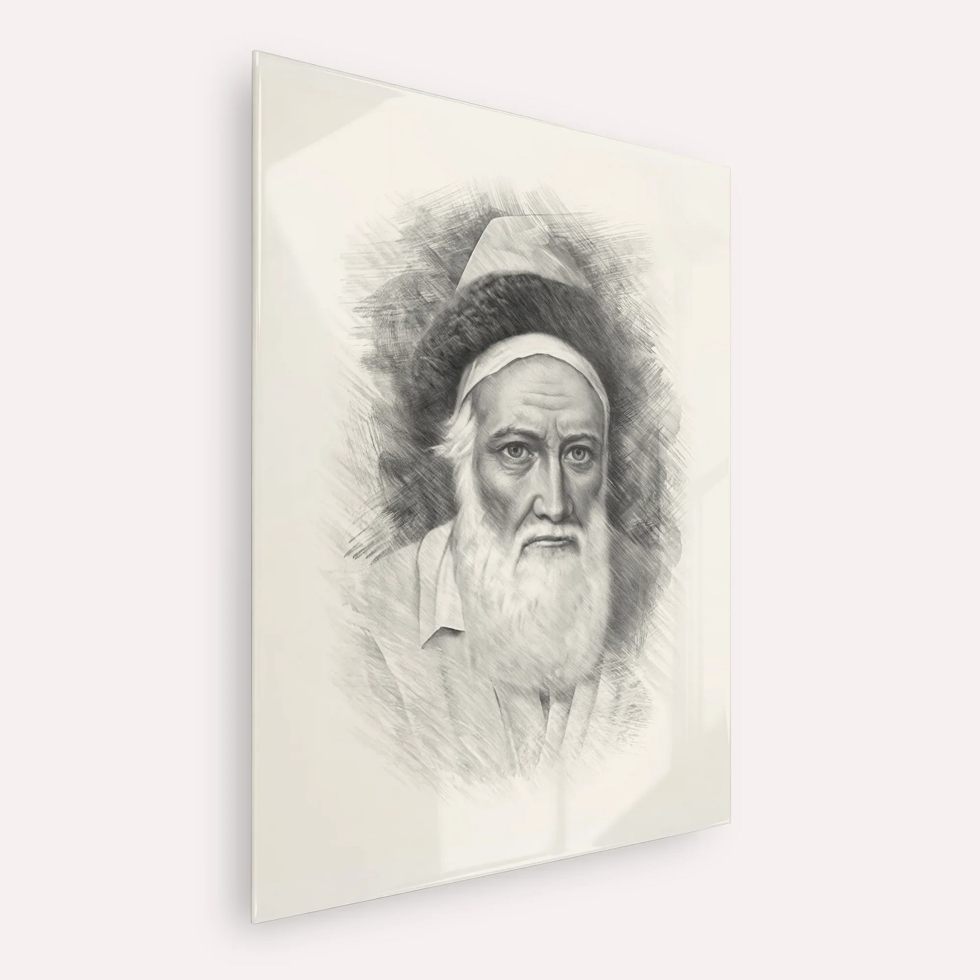 Tzemach Tzedek – Black & White – Acrylic Glass Vertical | Jewish Wall Art, Gedolim Pictures