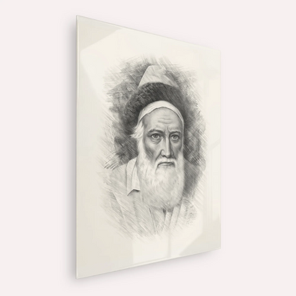 Tzemach Tzedek – Black & White – Acrylic Glass Vertical | Jewish Wall Art, Gedolim Pictures