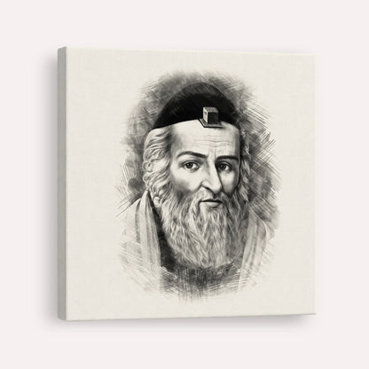 Vilna Gaon – Black & White – Canvas Square | Jewish Wall Art, Gedolim Pictures