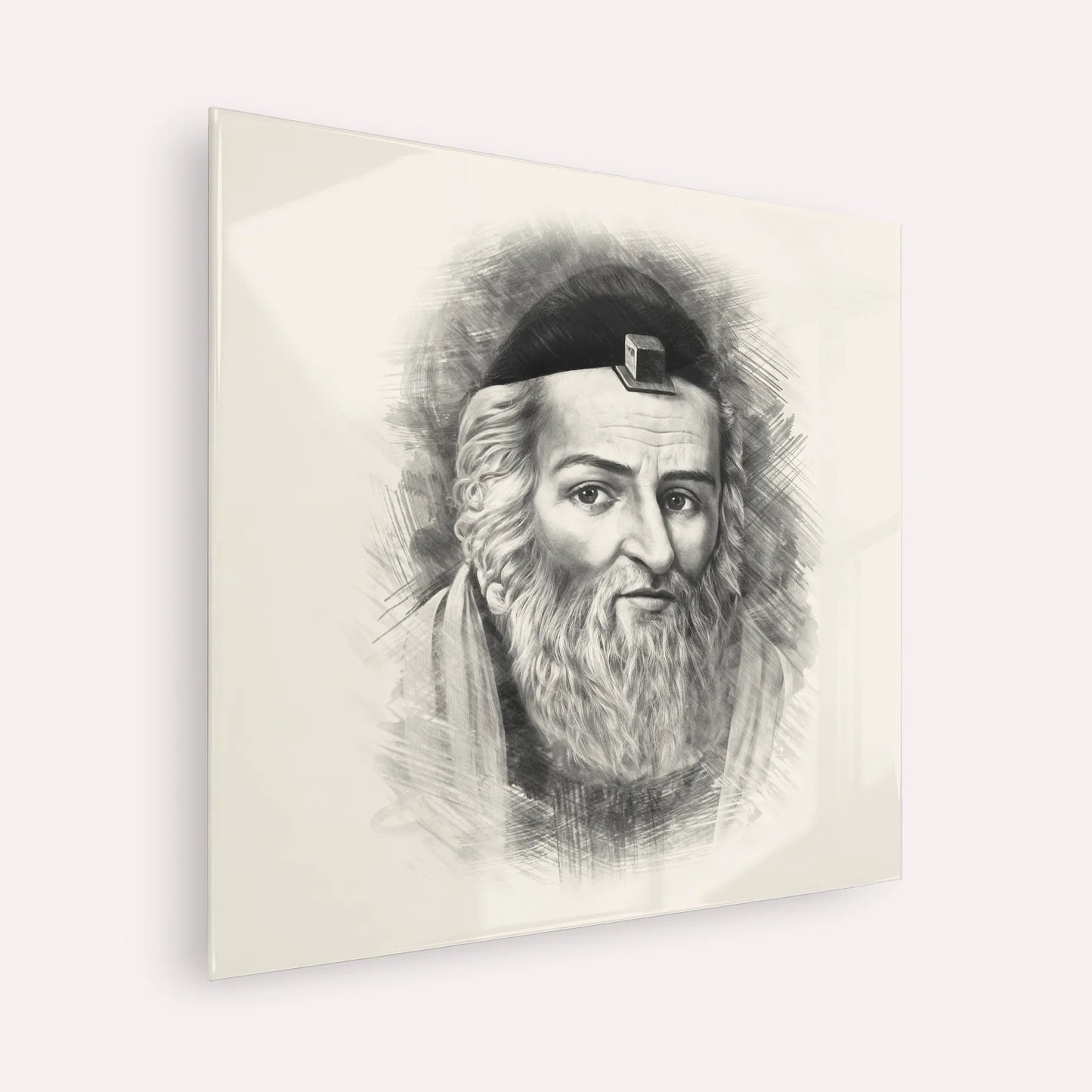 Vilna Gaon – Black & White – Acrylic Glass Square | Jewish Wall Art, Gedolim Pictures