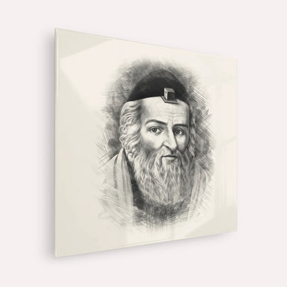 Vilna Gaon – Black & White – Acrylic Glass Square | Jewish Wall Art, Gedolim Pictures