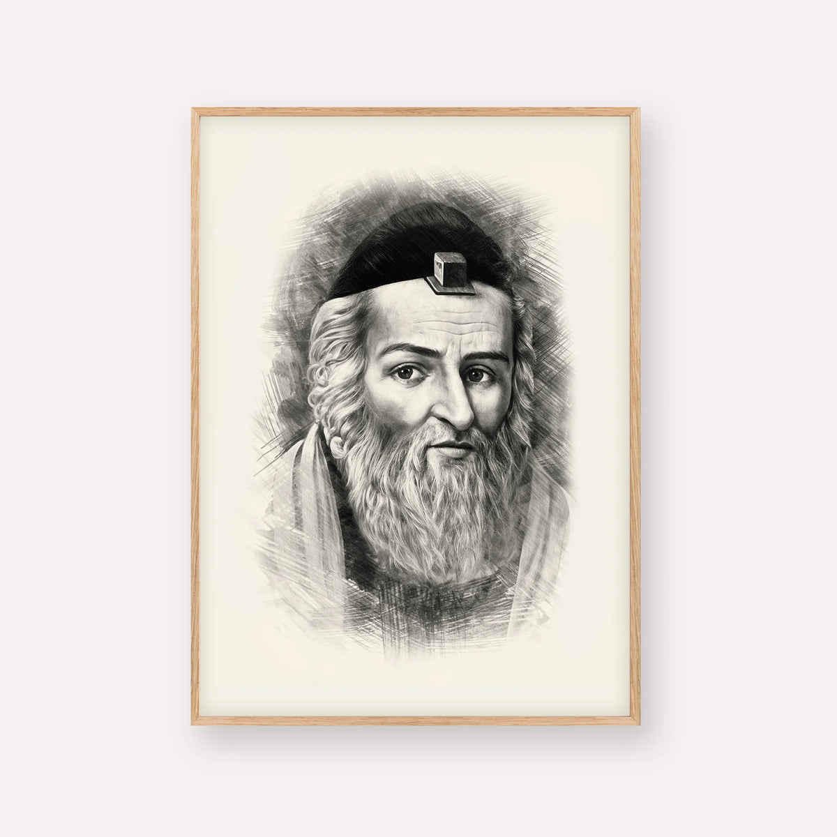 Vilna Gaon – Black & White – Wood Frame Vertical | Jewish Wall Art, Gedolim Pictures