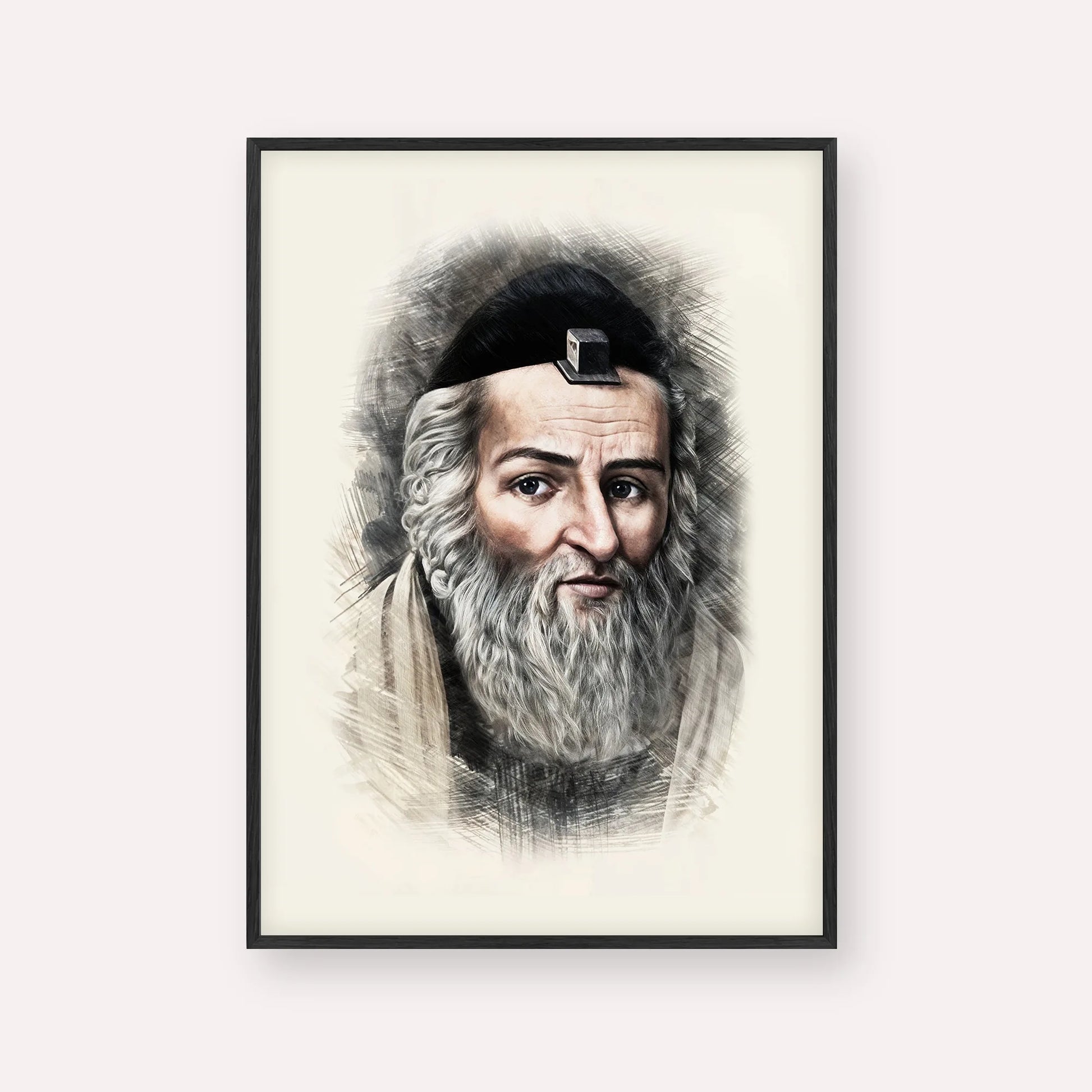 Vilna Gaon – Black Frame Vertical | Jewish Wall Art, Gedolim Pictures