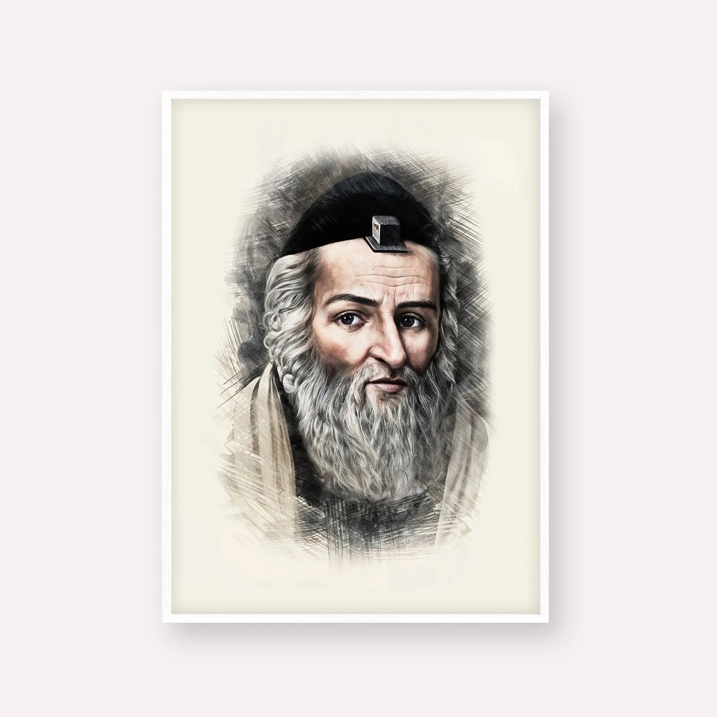 Vilna Gaon – White Frame Vertical | Jewish Wall Art, Gedolim Pictures