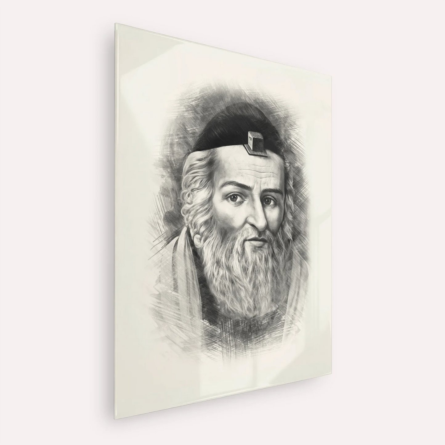 Vilna Gaon – Black & White – Acrylic Glass Vertical | Jewish Wall Art, Gedolim Pictures