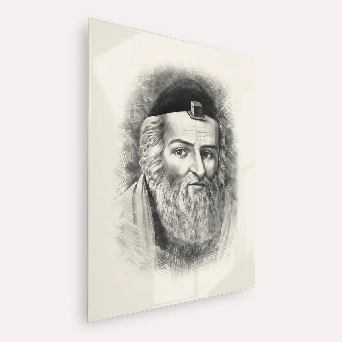Vilna Gaon – Black & White – Acrylic Glass Vertical | Jewish Wall Art, Gedolim Pictures