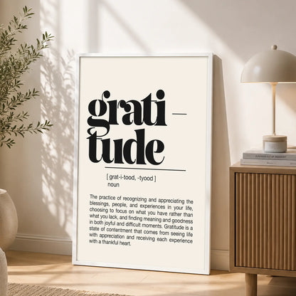 Gratitude – White Frame Rectangle | Jewish Wall Art